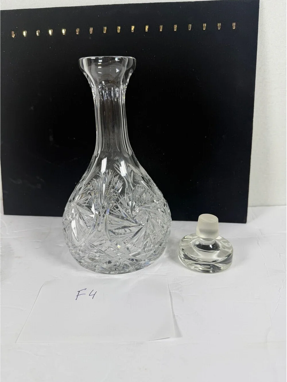 Vintage Violetta Poland 24% Lead Crystal Decanter with Stopper Hand Cut Glass